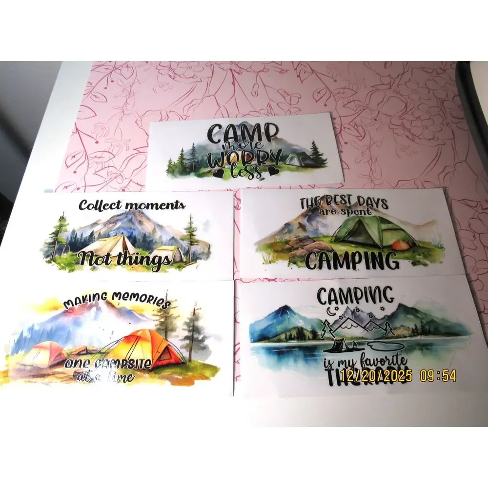 Mixed Lot of 5 Camping Theme Wraps for Water Bottles
